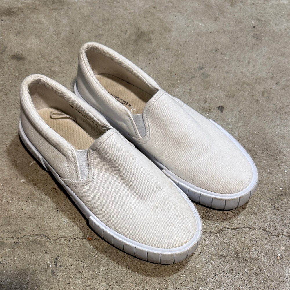 Elegant White Canvas Slip-On Loafers